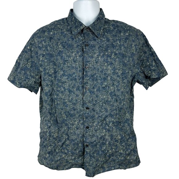 Perry Ellis Mens Floral Short Sleeve Button-Up Shirt Size Large - Picture 1 of 8